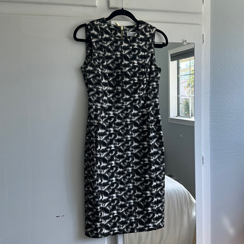 Calvin Klein shift dress gold zipper detail